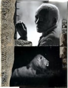 Kamante and Lion, 2002&nbsp;, Silver Gelatin Photograph inscribed with Ink and Collage