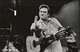 Johnny Cash (Flipping the Bird), San Quentin Prison, 1969, 11 x 14 Silver Gelatin Photograph