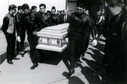 Copyright Danny Lyon / Magnum Photos, Jan&#039;s Funeral (Renegades), Detroit, from The Bikeriders, 1966