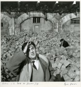 Federico Fellini at Porte de Vanves, Paris, for the opening of La Strada, 1955