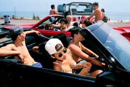 Mijanou, 18, who was voted Best Physique at Beverly Hills High School, skips class to go to the beach with friends on the annual Senior Beach Day, Santa Monica, California, 1993&nbsp;&nbsp;&nbsp;&nbsp;