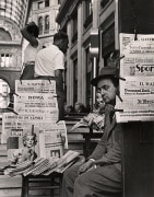 Newspaper Seller at Galleria, Naples, 1960, 10-3/8 x 8-1/16 Vintage Silver Gelatin Photograph