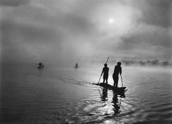Fishing in the Piulaga Laguna during the Kuarup ceremony of the Waura Group, Upper Xingu Basin, Mato Grosso, Brazil 2005, 16 x 20 inches, Silver Gelatin Photograph