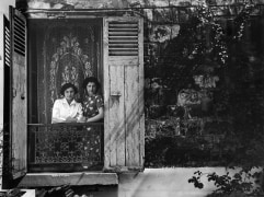 Mimi and her mother at the window, rue Daguerre, Paris, 1950s