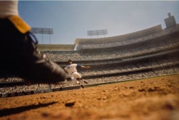 Willie Davis, Shot From Remote Camera, 2nd Base, LA Dodgers vs Philadelphia Phillies, Dodger Stadium, 1965, 20 X 24 inches,&nbsp;Open Edition