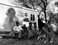 &quot;Things Go Better With Coke&quot; sign and multi-generational family watching marchers, Selma To Montgomery Civil Rights March, March 25, 1965
