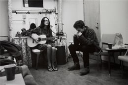 Bob Dylan and Joan Baez, (Mimi and Dick Farina in Mirror), Location Unknown, 1964, 11 x 14 Silver Gelatin Photograph