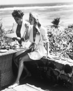 Claudia Schiffer and Bill having breakfast outside, Petit St. Vincent, British Vogue, 1991, Signed, titled, dated, numbered verso