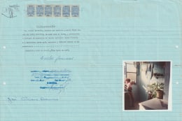 A collage displaying the document that granted custody of 9-year-old Ana Maria Jeremias to a Portuguese man in 1965. The document was later discovered to have been forged shortly after Angolan independence, allowing the Portuguese family to take the child away from her country, her family, and her friends. She would not see or hear from them for the next 30 years. Translation: Declaration - I, Carlos Geremias, declare that I authorize my minor daughter ANA MARIA GEREMIAS, nine years old, to travel to Portugal accompanied by Mr------------------ * and to stay in that country while the aforementioned Mr. is there., &nbsp;