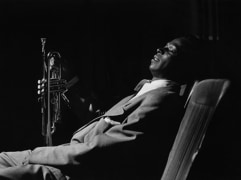 Miles Davis backstage after a &quot;Just Jazz&quot; concert, Shrine Auditorium, Los Angeles, California, 1950