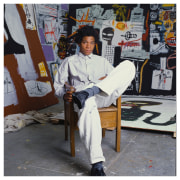 Jean Michel Basquiat (Sitting Leg Crossed), Venice Beach Studio, 1984, Archival Pigment Print, Combined Ed. of 30