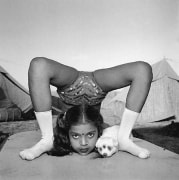 Contortionist with Sweety the Puppy, Great Raj Kamal Circus, Upleta, India, 1989, Silver Gelatin Photograph
