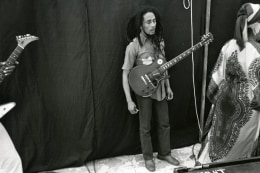 Bob Marley (talking with large group under tree), Silver Gelatin Photograph