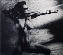 Patrizia mit Samurai, 1989, Vintage Blue Toned Silver Gelatin Photograph, Ed. of 30