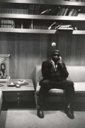 Jackie Robinson Tossing Ball with Phone, 20 x 16 Silver Gelatin Photograph