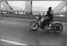 Copyright Danny Lyon / Magnum Photos, Crossing the Ohio, from The Bikeriders, 1965