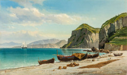 CHARLES TEMPLE DIX (1838&ndash;1873), &quot;Marina Grande, Capri,&quot; 1866. Oil on canvas, 18 1/8 x 30 1/8 in.
