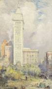 COLIN CAMPBELL COOPER (1856&ndash;1937), &quot;Metropolitan Life Tower, Madison Square,&quot; about 1909&ndash;19. Oil on canvas, 32 5/8 x 20 1/4 in. (detail).