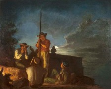 GEORGE CALEB BINGHAM (1811&ndash;1879), &quot;Woodboatmen on a River [Western Boatmen Ashore by Night],&quot; 1854. Oil on canvas, 29 x 36 in.