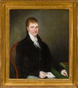 JOSHUA JOHNSON (about 1763&ndash;1830), &quot;Portrait of a Gentleman,&quot; about 1805. Oil on canvas, 32 1/4 x 28 in. Showing period gilded frame.