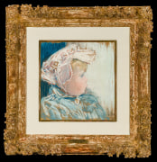 CHILDE HASSAM (1859&ndash;1935), &quot;Katherine Thaxter,&quot; 1893. Pastel on paper, 10 1/2 x 10 1/8 in. Showing gilded Louis XIII-style frame and mat.