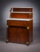 Butler&rsquo;s Desk and Etag&eacute;re, about 1825. New York, possibly by Duncan Phyfe. Mahogany, with ormolu mounts, marble, and brass. 54 in. high, 36 5/8 in. wide, 23 5/8 in. deep
