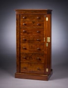 Seven-drawer Tall Chest, about 1825. Boston. Mahogany, with brass hardware 45 5/8 in. high, 27 5/8 in. wide, 14 5/8 in. deep