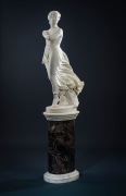 THOMAS RIDGEWAY GOULD (1818&ndash;1881), &quot;The West Wind,&quot; 1874. Marble, 48 in. high. On original 3-piece marble pedestal, 33 in. high.