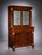 Cabinet with Mirrored Doors, about 1820. Attributed to Duncan Phyfe (1770&ndash;1854), New York. Mahogany, with ormolu capitals and bases, gilt-brass door moldings, keyhole liners, and knobs, marble, and mirror plate 78 5/8 in. high, 35 in. wide, 22 in. deep (overall)