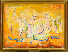 MANIERRE DAWSON (1887&ndash;1969). Untitled (Pictogram), about 1914. Oil on canvas, 18 x 24 in.