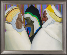 JOSEPH STELLA (1877&ndash;1946), &quot;Africans,&quot; 1930. Oil on canvas, 28 3/4 x 36 1/4 in. Showing gilded Modernist style frame.