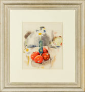 CHARLES DEMUTH (1883&ndash;1935), &quot;Daisies and Tomatoes,&quot; 1925. Watercolor and gouache on paper, 13 3/4 x 11 3/4 in. Showing original painted and distressed frame.