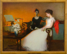 ANK WESTON BENSON (1862&ndash;1951), &quot;Twilight,&quot; 1891. Oil on canvas, 39 1/2 x 49 1/2 in. Showing original gilded Boston frame.