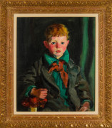 ROBERT HENRI (1865&ndash;1929, &quot;Portrait of Michael MacNamara (Boy in Green Shirt),&quot; 1925. Oil on canvas, 24 x 20 in. Showing gilded Louis XIII-style frame.