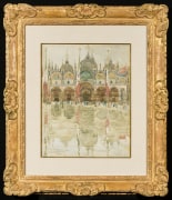 MAURICE BRAZIL PRENDERGAST (1859&ndash;1924), &quot;St. Mark&rsquo;s, Venice,&quot; 1898. Watercolor on paper, 14 7/8 x 11 3/4 in. Showing gilded Louis XIV-style frame and fabric covered mat.