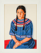 WINOLD REISS (1886&ndash;1953), &quot;Long Time River Woman (Blackfoot Maiden),&quot; 1943. Mixed media on paper, 29 1/2 x 21 1/4 in. Showing white-painted stepped Modernist frame.