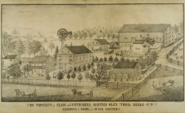FERDINAND BRADER (1833&ndash;by 1901), &quot;The Property of Elias and Catharina Winter, Oleytown, Berks Co.,&quot; 1882. Pencil on paper, 31 1/2 x 51 1/2 in.