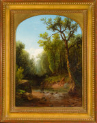 JOHN WILLIAMSON (1826&ndash;1885), &quot;A Fisherman,&quot; 1862. Oil on canvas, 15 1/2 x 11 1/2 in. Showing gilded Louis XVI-style frame.