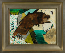 ARTHUR DOVE (1880&ndash;1946), &quot;Yours Truly,&quot;&nbsp;1927 Oil on canvas, 16 1/2 x 21 1/2 in. Showing gilded Modernist cove frame.