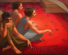 GEORGE TOOKER (1920&mdash;2011), &quot;The Red Carpet,&quot; 1953. Egg tempera on gessoed panel, 16 x 24 in.