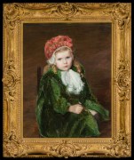 LILLA CABOT PERRY (1848&ndash;1933), &quot;The Pink Beret,&quot; about 1911&ndash;12. Oil on canvas, 27 x 21 1/2 in. Showing gilded Louis XV-style frame.