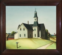 PAUL SAMPLE (1896&ndash;1974, Church in Evansville (Schoolhouse), 1934. Oil on canvas, 24 x 28 in. Showing stained-wood frame.