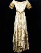 1848 silk embroidered wedding dress worn by Rebecca Janey and pictured in the Thomas Sully wedding portrait painting.