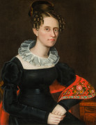 AMMI PHILLIPS (1788&ndash;1865), &quot;Lady with a Red Flowered Shawl,&quot; about 1824&ndash;29. Oil on canvas, 33 1/4 x 26 1/8 in.