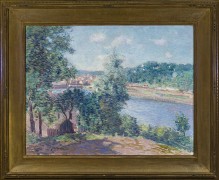 JULIAN ALDEN WEIR (1852&ndash;1919) River Scene near Norwich, Connecticut, about 1910. Oil on canvas, 24 3/4 x 29 3/4 in. Signed (at lower left): J. Alden Weir