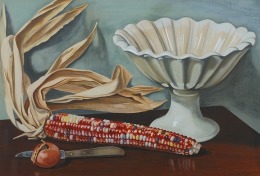 GEORGE COPELAND AULT (1891&ndash;1948), &quot;Corn from Iowa,&quot; 1940. Gouache on paper, 13 1/2 x 19 3/4 in.