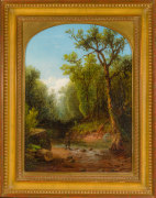 JOHN WILLIAMSON (1826&ndash;1885), &quot;A Fisherman,&quot; 1862. Oil on canvas, 15 1/2 x 11 1/2 in. Showing gilded Louis XVI-style frame.