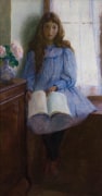 LILLA CABOT PERRY (1848&ndash;1933)  Un Jour de Pluie  Oil on canvas, 55 x 29 3/4 in.