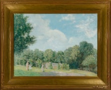 JULIAN ALDEN WEIR (1852&ndash;1919), &quot;A Day in June,&quot; c. 1903&ndash;06. Oil on canvas, 24 x 32 3/8 in. Showing gilded American Impressionist style frame.