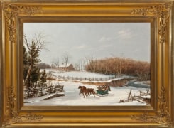 THOMAS BIRCH (1779&ndash;1851), &quot;The Sleigh Ride,&quot; 1838. Oil on canvas, 18 x 27 in. Showing replica gilded Neo-Classical frame.